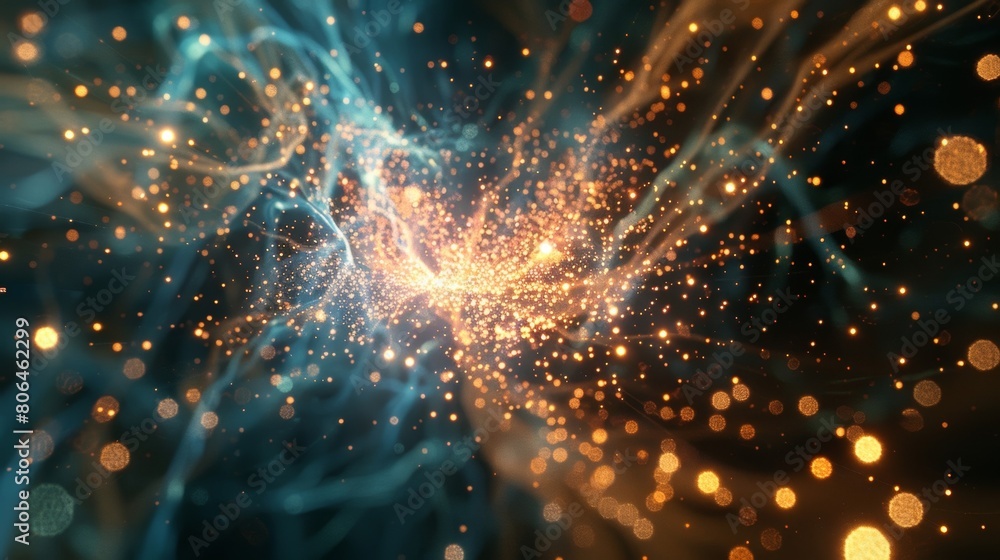 Poster a dynamic fusion of bright and dim lights capturing the complexity and intricacy of the electroweak 