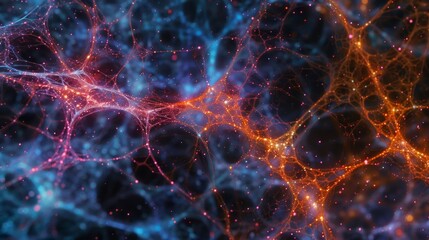 Fototapeta premium A microscopic view reveals the intricate layers of the dark matter web each strand an essential component of cosmic structure.