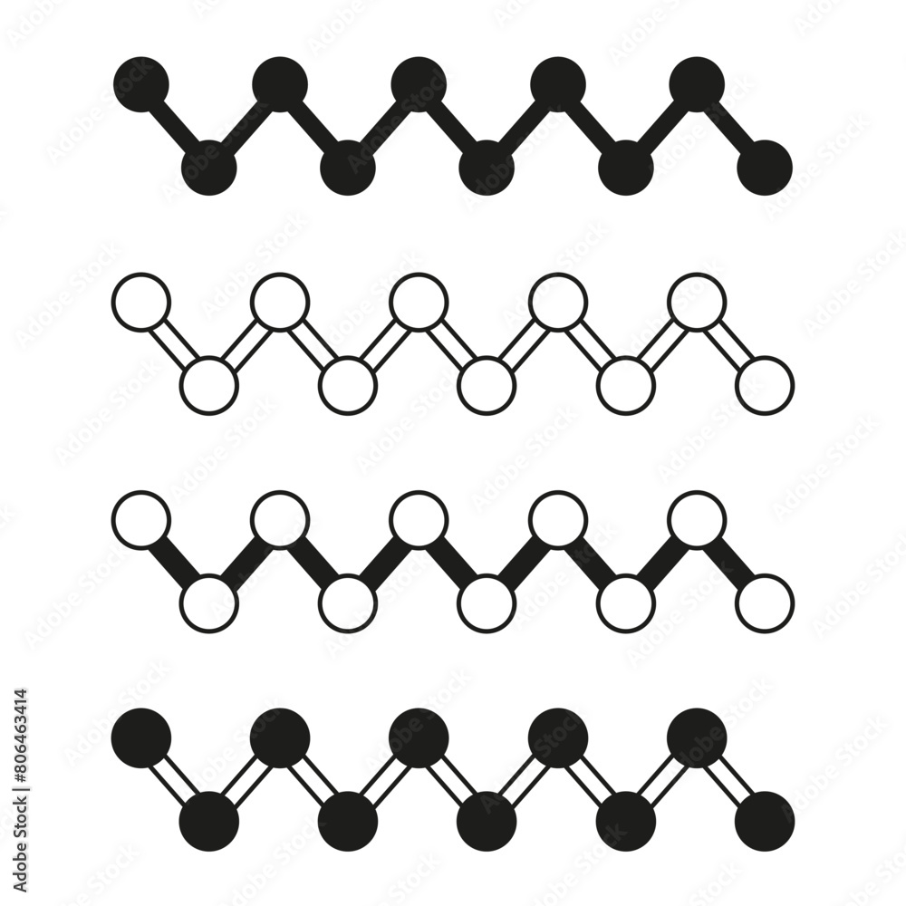 Poster black and white molecular structures. geometric atom linkage patterns vector. science and chemistry 