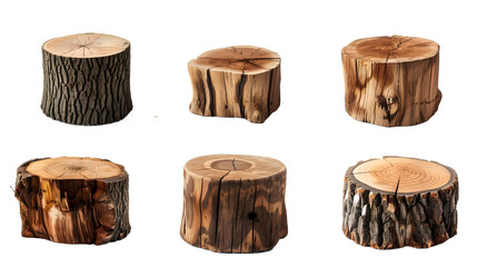 Set of tree stumps, cut out
