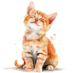 A watercolor Painting of smile kitten