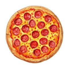 whole pizza watercolor digital painting good quality