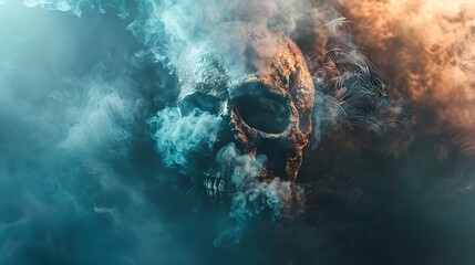 Air Pollution Illustrated as a Deadly Skull Symbol A Warning of the Fatal Risk of Smoking and Lung Cancer Generative ai