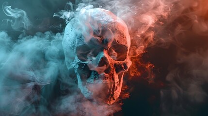 Air Pollution Illustrated as a Skull A Haunting Symbol of the Deadly Risk of Smoking and Lung Cancer Generative ai