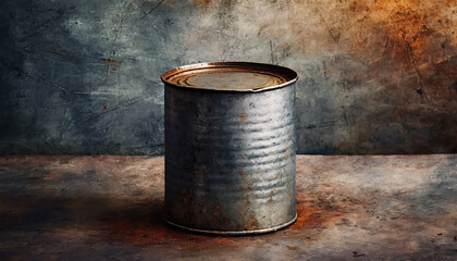 Fototapeta premium Tin can, can, single, rusty, wall, floor, canned, old, deteriorated, close-up