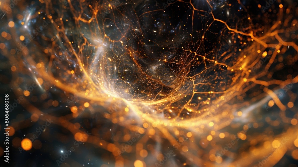 Poster the mysterious force of dark matter weaves a complex and intricate web guiding the motion of celesti