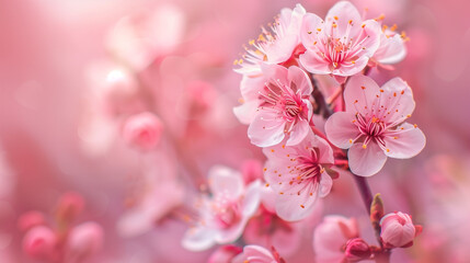 pink sakura flowers, cherry blossoms in April. macro photography.