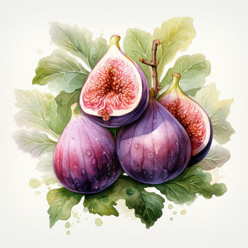 recommend clip art: Watercolor Colorful Fig Illustration, Generative Ai