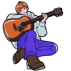 ギターを抱えた男の子