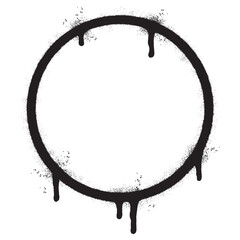 Spray Painted Graffiti Circle icon Sprayed isolated with a white background. graffiti Round symbol with over spray in black over white. © Doa Bunda