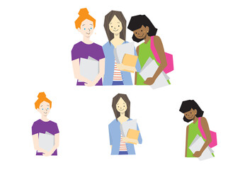 書類を抱える様々な国の女性達