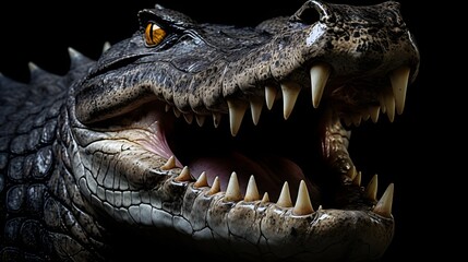 Crocodile's jaw in focus