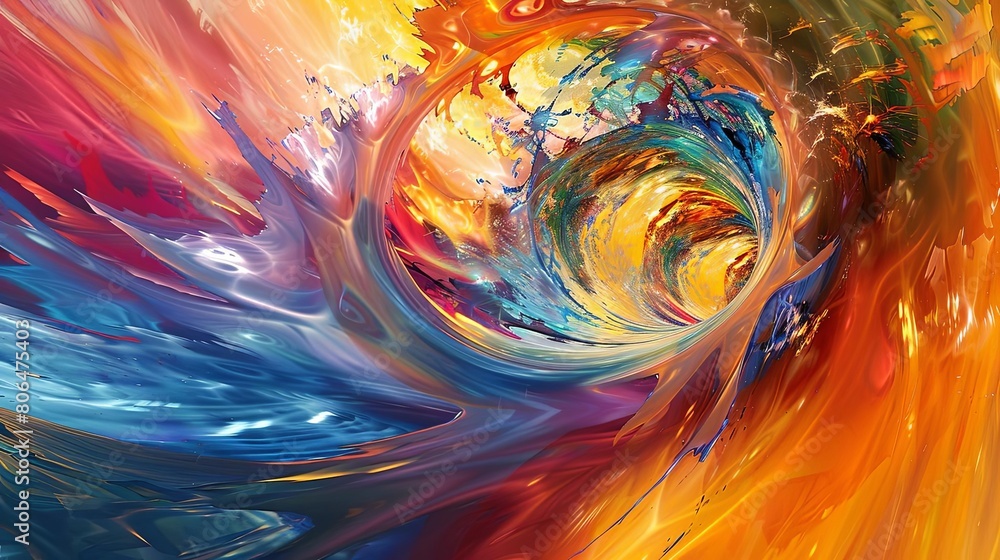 Aufkleber abstract energy movement in bold colors, featuring a colorful array of shapes and sizes, including a