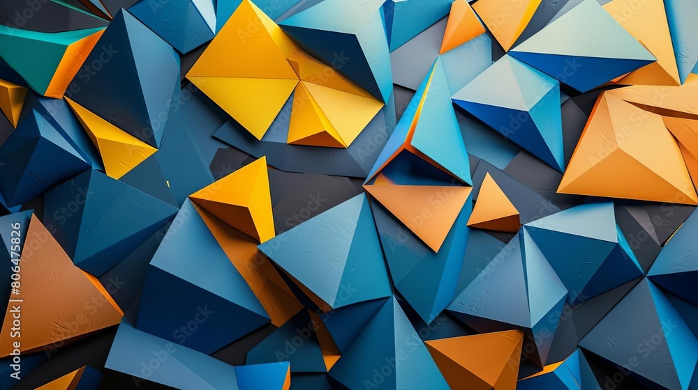 Poster abstract geometric structures with monochromatic colors, including a triangle, a square, and a recta