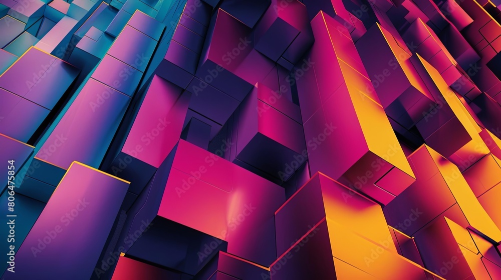 Poster abstract geometric structures with monochromatic colors, including a building, arranged in a row fro