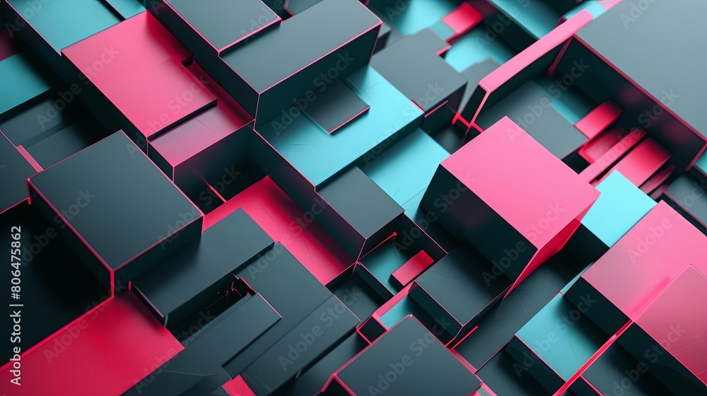 Poster abstract geometric structures with monochromatic colors, including a square, triangle, rectangle, an