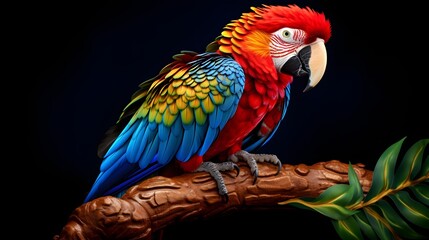 Obraz premium Elegantly colorful parrot perched on a branch,