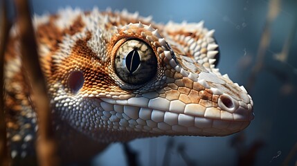 Enigmatic gecko clinging to a surface