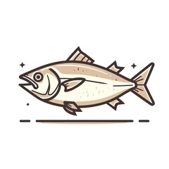 amberjack fish cartoon flat illustration minimal line art