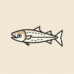 barracuda fish cartoon flat illustration minimal line art