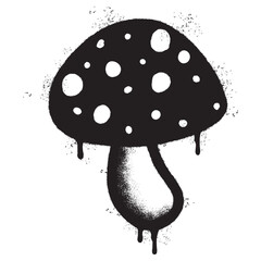 Spray Painted Graffiti Mushroom icon Sprayed isolated with a white background.