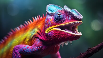 Obraz premium Goofy chameleon showcasing its color-changing skills