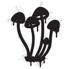 Spray Painted Graffiti Mushroom icon Sprayed isolated with a white background.