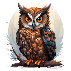 Watercolor Dusk owl, clipart Illustration, Generative Ai