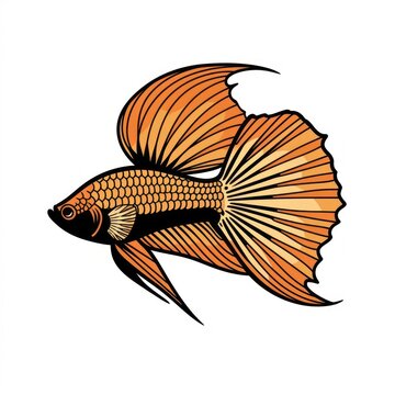 recommend clip art: betta fish cartoon flat illustration minimal line art
