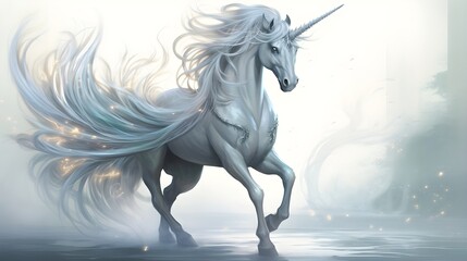 Obraz premium Mystical unicorn in a magical pose,