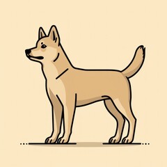 dingo dog cartoon flat illustration minimal line art