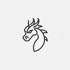 dragon head simple logo monoline style solid flat color