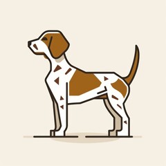 English Setter dog cartoon flat illustration minimal line art