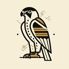 falcon bird cartoon flat illustration minimal line art