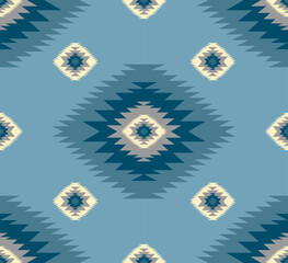 Navajo tribal ethnic Aztec  seamless pattern. South Western motif Mexican. Vector Navajo textile. Boho rug Woven carpet decor style. Design for Batik, fabric, clothing. Geometric ornament Indian.  