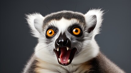 Naklejka premium Silly lemur with crossed eyes, tongue out,