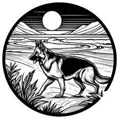 German Shepherd Dog Vector Svg Png Laser cut files Silhouette cut files Clipart Print