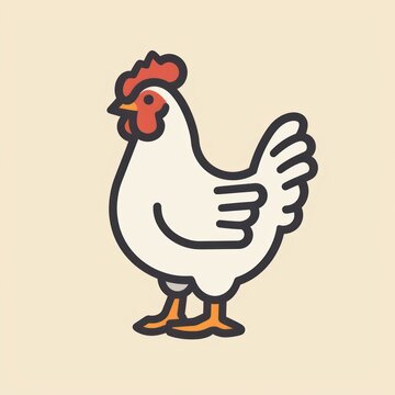 recommend clip art: hen chicken cartoon flat illustration minimal line art