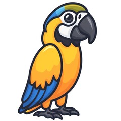 macaw bird cartoon flat illustration minimal line art