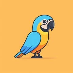 macaw bird cartoon flat illustration minimal line art