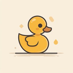 mini duck cartoon flat illustration minimal line art