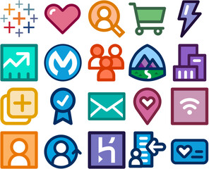 Icons isolated on white background flat vector illustration