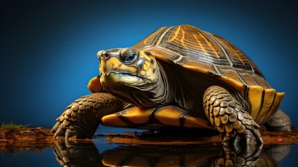 Naklejka premium Wise old tortoise at a water source