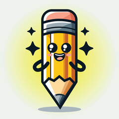 pencil mascot hand draw illustration logo 1