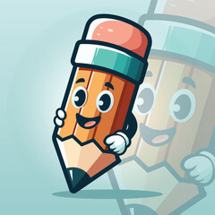 pencil mascot hand draw illustration logo 2