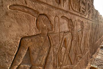 Bas relief at Abu Simbel temple, High Nile, Egypt