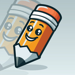 pencil mascot hand draw illustration logo 3
