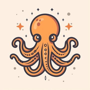 recommend clip art: octopus cartoon flat illustration minimal line art