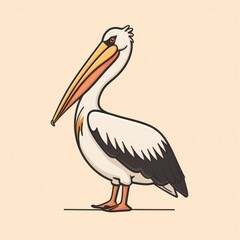 pelican bird cartoon flat illustration minimal line art