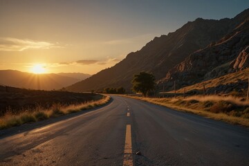 View of an old empty paved road in the mountain